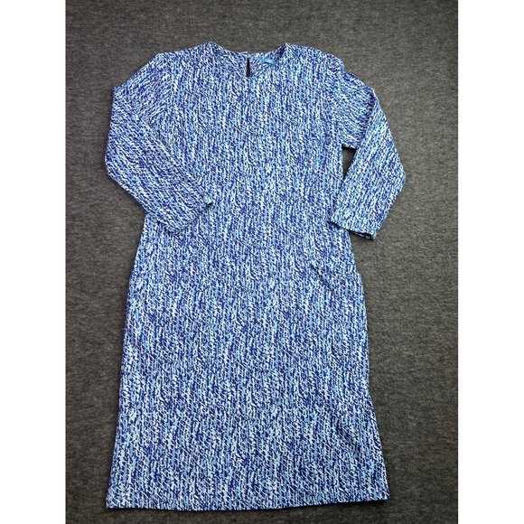 J.McLaughlin Dresses & Skirts - J.McLaughlin Catalina Cloth Sheath Dress Blue White Abstract Print Pockets S